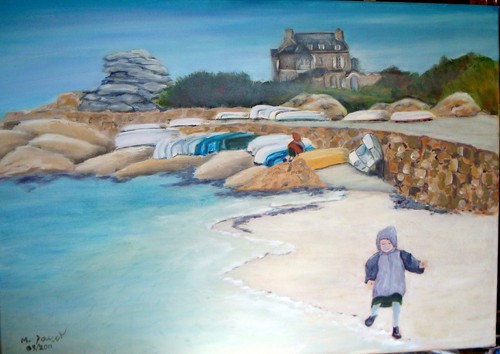 enfants sur la plage tregastel