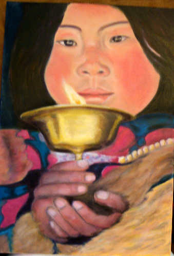 enfant à a lampe