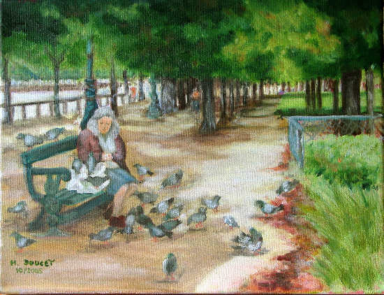 parc des tuilerie la femme aux pigeons